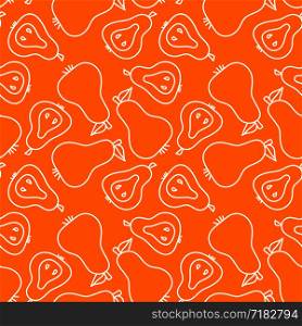 Pear seamless pattern. Hand drawn fresh fruit. Vector sketch background. Color doodle wallpaper
