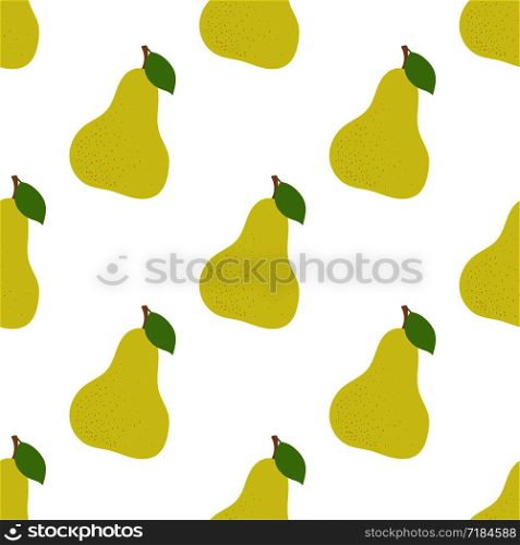 Pear seamless pattern. Hand drawn fresh yellow fruit. Fashion design. Vector sketch background. Food print for kitchen tablecloth, curtain or dishcloth