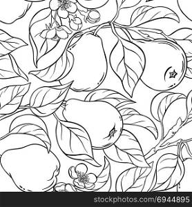 pear seamless pattern. pear branches seamless pattern on white background