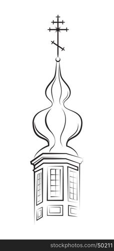 Pear-shaped Dome of Orthodox Church. Outline vector EPS-8.. Pear-shaped Dome with Cross
