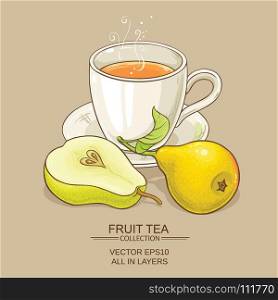 pear tea vector illustration. mug of pear tea t on color background