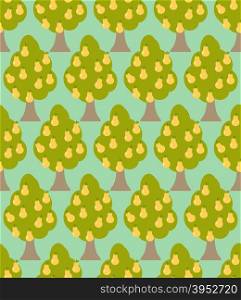 Pear tree seamless pattern. Orchard background. Garden trees ornament