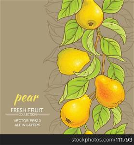 pear vector background. pear branches vector pattern on color background
