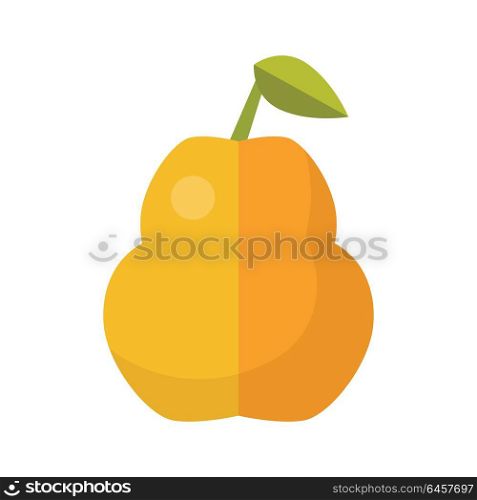 Pear vector in flat style design. Fruit illustration for conceptual banners, icons, mobile app pictogram, infographic, and logotype element. Isolated on white background. . Pear Vector Illustration In Flat Style Design.