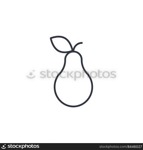 Pear with leaf line icon vector illustration. Fruit black stroke on white background isolated object. Simple silhouette healthy organic food. Pear with leaf line icon vector illustration