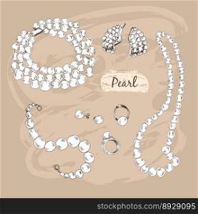 Pearl collection vector image