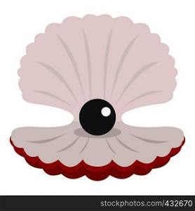 Pearl in a shell icon flat isolated on white background vector illustration. Pearl in a shell icon isolated