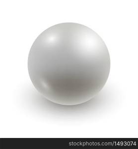 Pearl isolated on white background. Vector 3d object, natural gemstone, realistic illustration