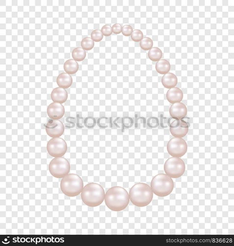 Pearl necklace mockup. Realistic illustration of pearl necklace vector mockup for on transparent background. Pearl necklace mockup, realistic style