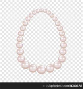 Pearl necklace mockup. Realistic illustration of pearl necklace vector mockup for on transparent background. Pearl necklace mockup, realistic style