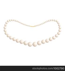Pearl necklace mockup. Realistic illustration of pearl necklace vector mockup for web design isolated on white background. Pearl necklace mockup, realistic style
