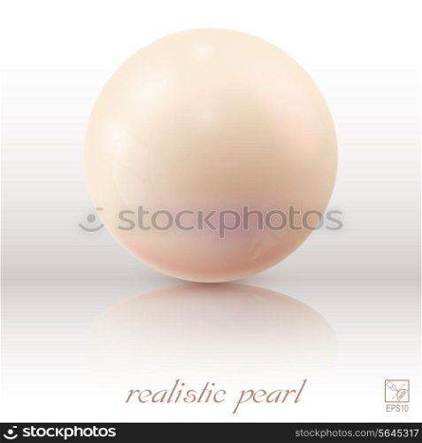 Pearl on a light background with reflection. Vector illustration.