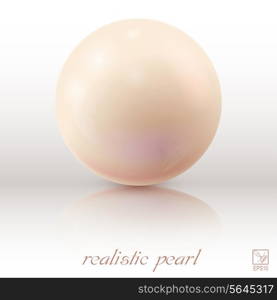 Pearl on a light background with reflection. Vector illustration.