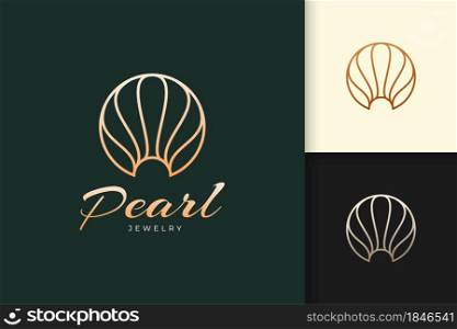 Pearl or jewelry logo in luxury and classy represent beauty and fashion