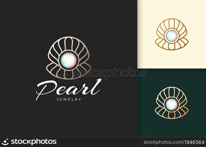 Pearl or jewelry logo in luxury and elegant fit for beauty or cosmetic industry