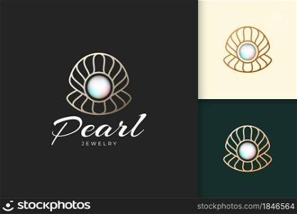 Pearl or jewelry logo in luxury and elegant fit for beauty or cosmetic industry