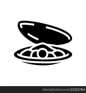 pearl oyster shell glyph icon vector. pearl oyster shell sign. isolated contour symbol black illustration. pearl oyster shell glyph icon vector illustration