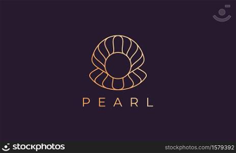 pearl shell logo template with luxury and elegant shape