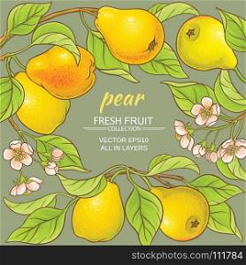pears vector frame. pear branches vector frame on color background