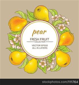 pears vector frame. pears branches vector frame on color background