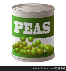 Peas tin can icon. Cartoon of peas tin can vector icon for web design isolated on white background. Peas tin can icon, cartoon style