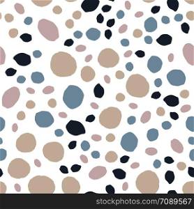 Pebble seamless pattern on white background. Random stones wallpaper. Abstract geometric dotted texture. Vector illustration. Pebble seamless pattern. Random stones wallpaper illustration