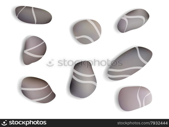 pebbles white background with shadow. 10 EPS