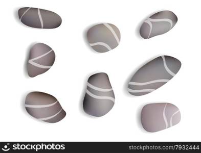 pebbles white background with shadow. 10 EPS