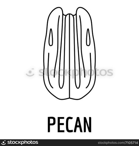 Pecan icon. Outline illustration of pecan vector icon for web design isolated on white background. Pecan icon, outline style