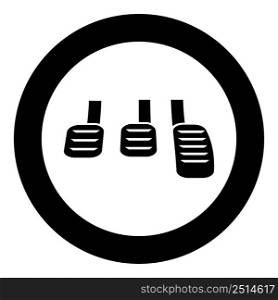 Pedals brake clutch accelerator manual transmission car icon in circle round black color vector illustration image solid outline style simple. Pedals brake clutch accelerator manual transmission car icon in circle round black color vector illustration image solid outline style