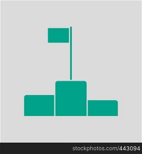 Pedestal Icon. Green on Gray Background. Vector Illustration.