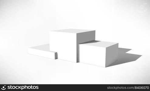 Pedestal with 3D cubes and shadow in the room