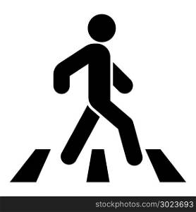 Pedestrian on zebra crossing icon black color