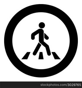 Pedestrian on zebra crossing icon black color vector illustration simple image flat style