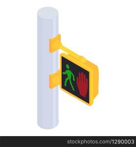 Pedestrian pillar traffic lights icon. Isometric of pedestrian pillar traffic lights vector icon for web design isolated on white background. Pedestrian pillar traffic lights icon, isometric style