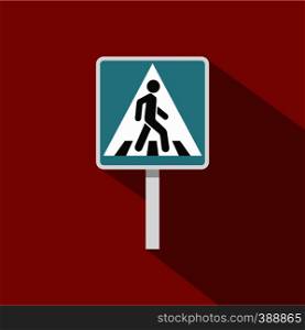 Pedestrian road sign icon. Flat illustration of pedestrian road sign vector icon for web isolated on rufous background. Pedestrian road sign icon, flat style