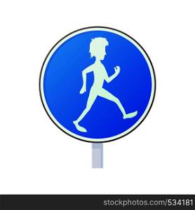 Pedestrian road sign icon in cartoon style on a white background. Pedestrian road sign icon, cartoon style