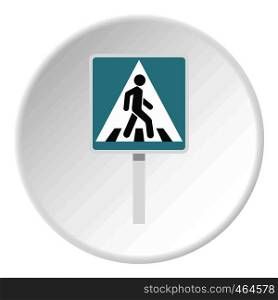 Pedestrian road sign icon in flat circle isolated vector illustration for web. Pedestrian road sign icon circle