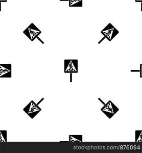 Pedestrian sign pattern repeat seamless in black color for any design. Vector geometric illustration. Pedestrian sign pattern seamless black