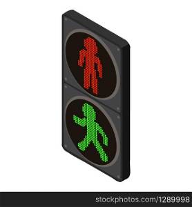 Pedestrian traffic lights icon. Isometric of pedestrian traffic lights vector icon for web design isolated on white background. Pedestrian traffic lights icon, isometric style