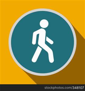 Pedestrians only road sign icon in flat style on a yellow background. Pedestrians only road sign icon, flat style