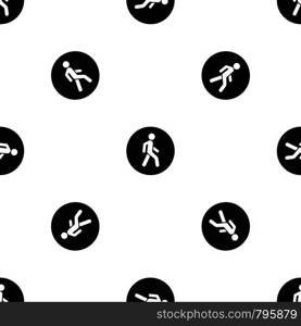 Pedestrians only road sign pattern repeat seamless in black color for any design. Vector geometric illustration. Pedestrians only road sign pattern seamless black