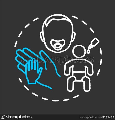 Pediatric oncology chalk RGB color chalk RGB color concept icon. Child health care. Childhood cancer treatment. Pediatry idea. Vector isolated chalkboard illustration on black background