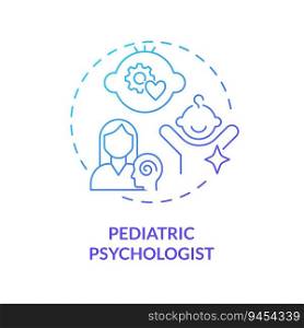 Pediatric psychologist blue gradient concept icon. Mental health. Well being. Child therapist. Emotional wellness. Childcare hospital abstract idea thin line illustration. Isolated outline drawing. Pediatric psychologist blue gradient concept icon