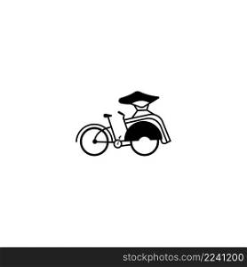 pedicab vector icon, this is a means of transportation in Indonesia, especially in the city of Yogyakarta