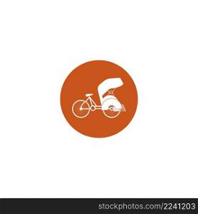 pedicab vector icon, this is a means of transportation in Indonesia, especially in the city of Yogyakarta