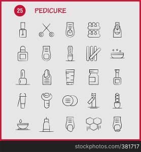 Pedicure Hand Drawn Icon Pack For Designers And Developers. Icons Of Lotion, Lotion Tub, Soap, Cosmetic, Beauty, Cream, Cosmetic, Vector