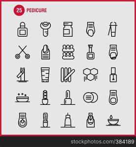 Pedicure Line Icon Pack For Designers And Developers. Icons Of Lotion, Lotion Tub, Soap, Cosmetic, Beauty, Cream, Cosmetic, Vector