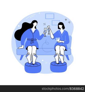 Pedicure salon isolated cartoon vector illustrations. Group of girl making pedicure in salon, beauty procedures, women daily routine, toenail treatment, people lifestyle vector cartoon.. Pedicure salon isolated cartoon vector illustrations.