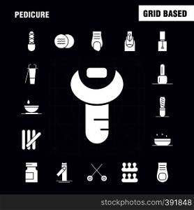 Pedicure Solid Glyph Icon Pack For Designers And Developers. Icons Of Lotion, Lotion Tub, Soap, Cosmetic, Beauty, Cream, Cosmetic, Vector